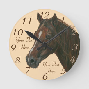 equine picture of chestnut mare brown horse runde wanduhr