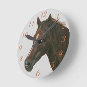 equine portrait of chestnut mare brown horse runde wanduhr (Winkel)