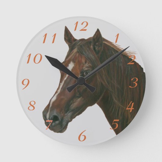 equine portrait of chestnut mare brown horse runde wanduhr (Vorderseite)