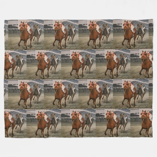 Equine Thoroughbred gewinnt Pferderennen Fleecedecke (Vorderseite (Horizontal))