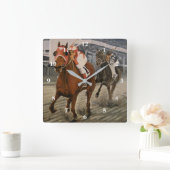 Equine Thoroughbred gewinnt Race Race Square Wall  Quadratische Wanduhr (Zuhause)