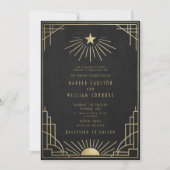 Equinox Art Deco Celestial Wedding Invitation Einladung (Vorderseite)