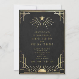 Equinox Art Deco Celestial Wedding Invitation Einladung