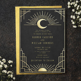 Equinox Art Deco celestial wedding Invitation Einladung