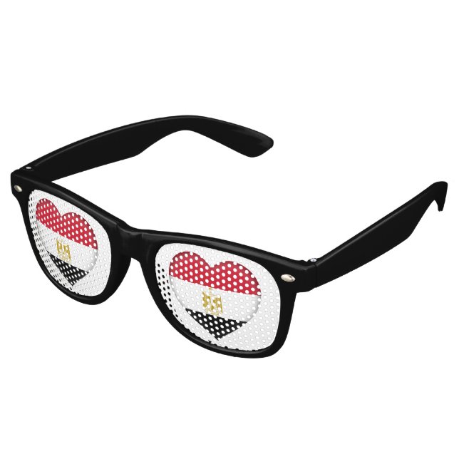 Eqypt Eqyptian Flag Herzform Partybrille (Schrägansicht)