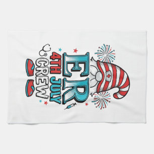 ER 4. Juli Crew Patriotisches Gnom-Shirt-Design_1 Geschirrtuch