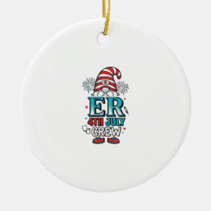 ER 4. Juli Crew Patriotisches Gnom-Shirt-Design_1 Keramik Ornament