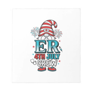 ER 4. Juli Crew Patriotisches Gnom-Shirt-Design_1 Notizblock