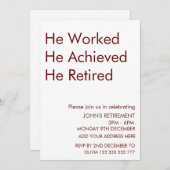 Er arbeitete, er errang die Rente nach Maß Einladung (Vorne/Hinten)