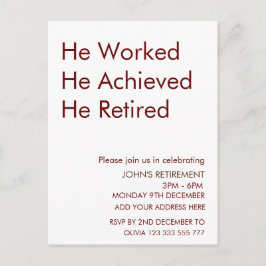 Er arbeitete, er errang die Rente nach Maß Postkarte