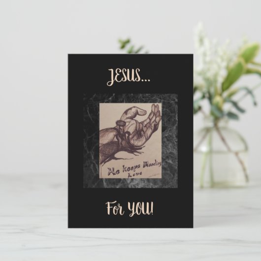 "Er behalte blutende Liebe" Flachkarte Dankeskarte (Stehend Vorderseite)