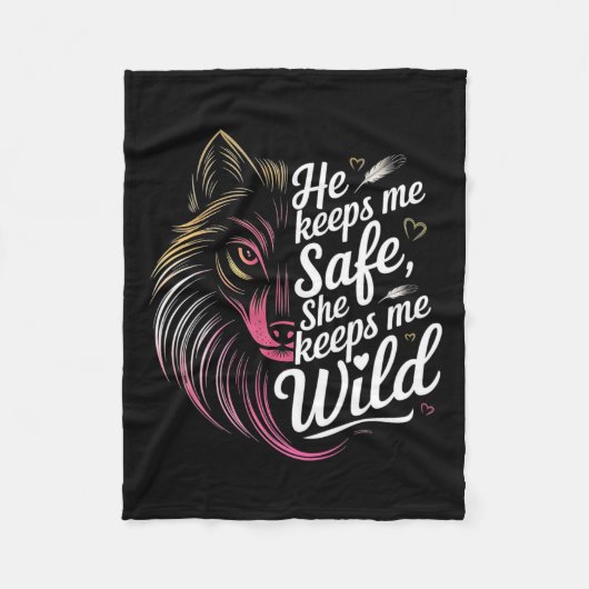 Er Behalte mir, dass sie mir Wolf Art Lover Coupl Fleecedecke (Vorderseite)