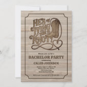 Er bindet die Knot Cowboy Western Bachelor Party Einladung (Vorderseite)