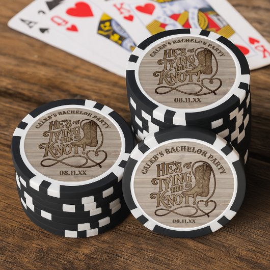 Er bindet die Knot Rustic Cowboy Bachelor Party Pokerchips