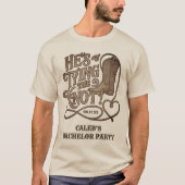 Er bindet die Knot-Western-Cowboy-Bachelor-Party T-Shirt (Vorderseite)
