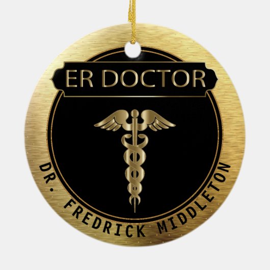 ER Doctor 👨 ⚕️ - UpScale Black and Gold Keramik Ornament (Hinten)