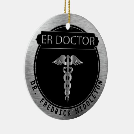 ER Doctor 👨 ⚕️ - UpScale Black and Silver Keramik Ornament (Rechts)