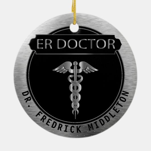 ER Doctor 👨 ⚕️ - UpScale Black and Silver Keramik Ornament (Hinten)