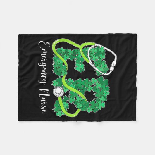 Er Emergency Nurse Stethoscope St. Patrick's Day S Fleecedecke (Vorderseite (Horizontal))