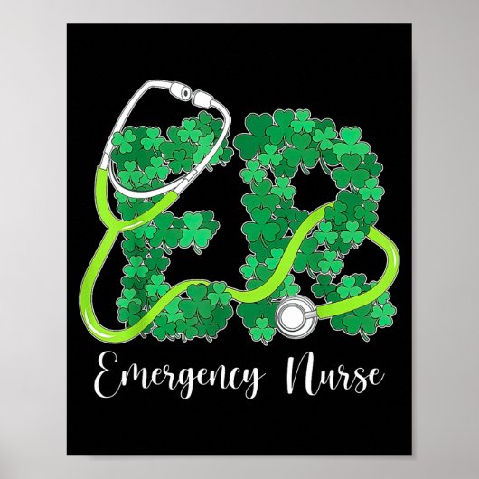 Er Emergency Nurse Stethoscope St. Patrick's Day S Poster (Vorne)