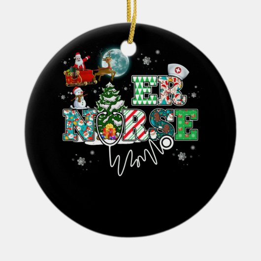 ER Emergency Room Nurse Stethoscope Weihnachten Keramik Ornament (Vorne)