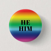 Er, er, Pronouns Lgbtq Lgbt Rainbow Colors Button (Vorderseite)