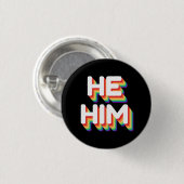 Er/er Pronouns Rainbow 3D Retro Button (Vorne & Hinten)