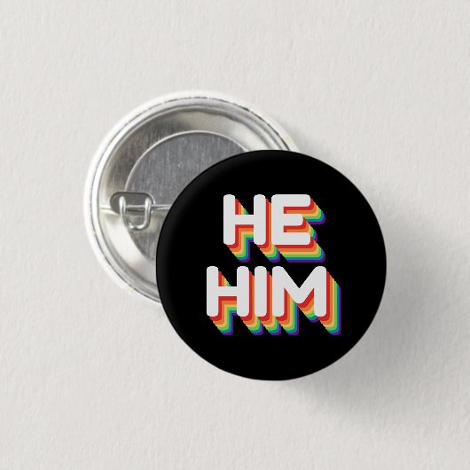 Er/er Pronouns Rainbow 3D Retro Button (Vorne & Hinten)