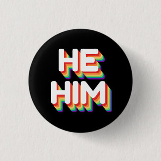 Er/er Pronouns Rainbow 3D Retro Button