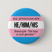 Er/Er Pronouns - Transgender-Flag Button (Vorderseite)