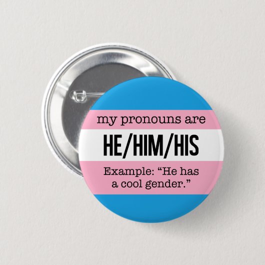 Er/Er Pronouns - Transgender-Flag Button (Vorne & Hinten)