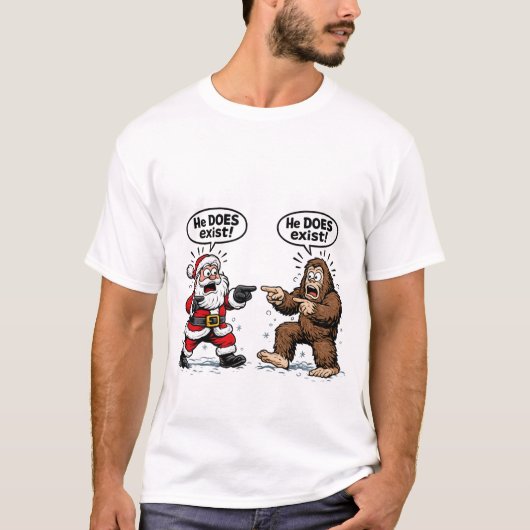 Er existiert! Santa & Bigfoot T-Shirt (Vorderseite)