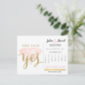 Er fragte, sagte ja, goldener Funken und rosa Diam Postkarte (Stehend Vorderseite)