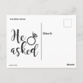 Er fragte, sagte ja, goldener Funken und rosa Diam Postkarte (Rückseite)