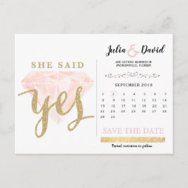 Er fragte, sagte ja, goldener Funken und rosa Diam Postkarte