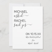 Er Fragte, sie sagte Ja Einfaches Foto Verlobung Ankündigung (Vorderseite)