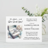 Er Fragte, sie sagte ja! Elegante Engagement-Parte Einladung (Stehend Vorderseite)