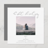 Er fragte, sie sagte ja Foto Script Grau Save The Date (Vorne/Hinten)