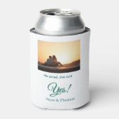 Er fragte, sie sagte ja Foto verlobt blau grün Dosenkühler (Kanne Vorderseite)