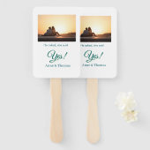 Er fragte, sie sagte ja Foto verlobt blau grün Fächer (Vorne und Hinten)