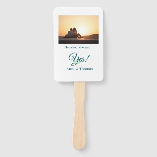 Er fragte, sie sagte ja Foto verlobt blau grün Fächer (Vorderseite)