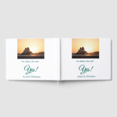 Er fragte, sie sagte ja Foto verlobt blau grün Gästebuch (Voll)