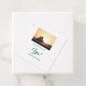 Er fragte, sie sagte ja Foto verlobt blau grün Geschenkanhänger (Beispiel)