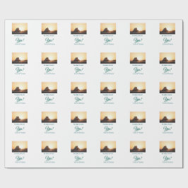 Er fragte, sie sagte ja Foto verlobt blau grün Geschenkpapier