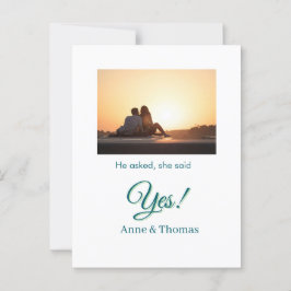 Er fragte, sie sagte ja Foto verlobt blau grün Postkarte