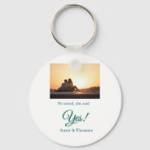 Er fragte, sie sagte ja Foto verlobt blau grün Schlüsselanhänger (Rückseite)