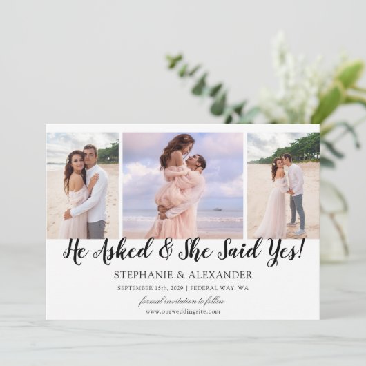 Er Fragte, sie sagte ja Foto Verlobte Ankündigung (Stehend Vorderseite)