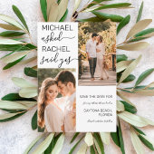 Er Fragte, sie sagte Ja, Schwarzes Foto Hochzeit Save The Date