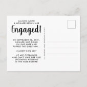 Er Fragte, sie sagte ja Verlobtes Foto Verlobung Ankündigungspostkarte (Rückseite)