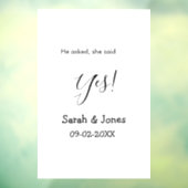 Er fragte, sie sagte ja Verlobung einfach minimal Fensteraufkleber (Blatt 3)